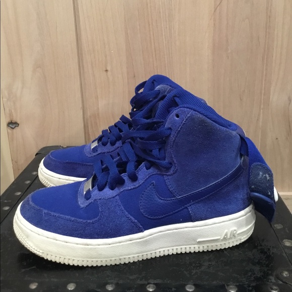 Nike Air Force 1 High Royal Blue Suede Kids Youth Basketball Size 4.5y - Picture 4 of 9
